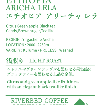 エチオピア アリーチャ レラ ウォッシュト(浅煎り)